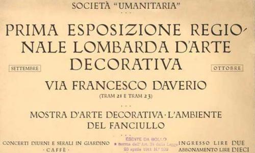 Il manifesto della I Esposizione Regionale d’Arte Decorativa del 1919 - Immagine tratta dal sito della Società Umanitaria