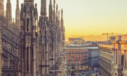 Un'immagine di Milano dalla locandina dell'evento