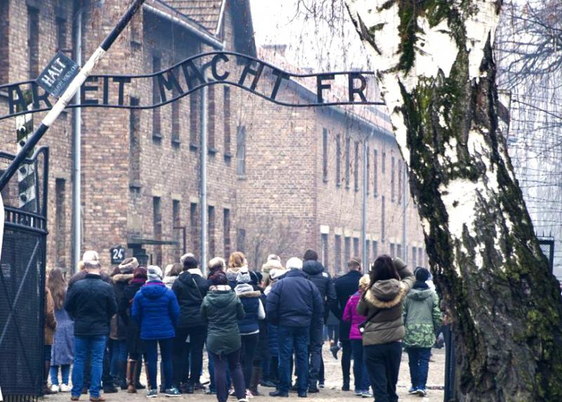 L'ingresso di Auschwitz, l'immagine è tratta dalla locandina del progetto Promemoria_Auschwitz