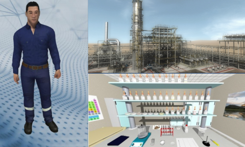 Alcune immagini degli "ambienti virtuali": un impianto chimico e un laboratorio chimico di analisi
