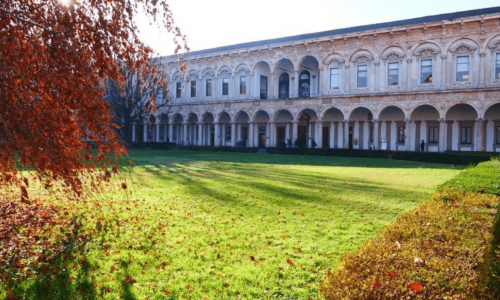 Il cortile della Ca' Granda, sede dell'Università Statale di Milano