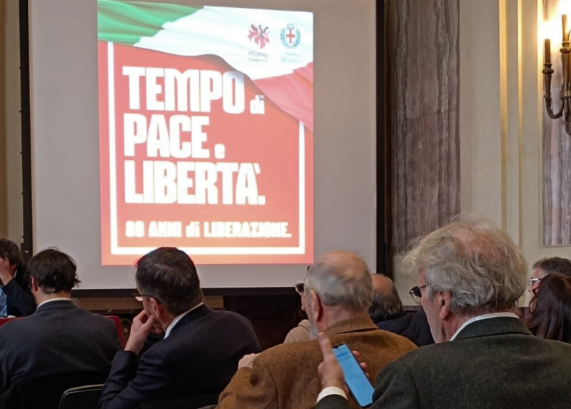 Il logo del Comune di Milano per le iniziative per gli 80 anni dalla Liberazione