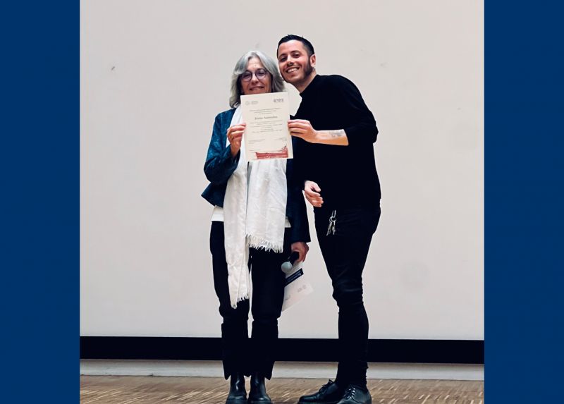 Matteo Santandrea, vincitore del premio per tesi di dottorato, con la professoressa Nicoletta Vallorani