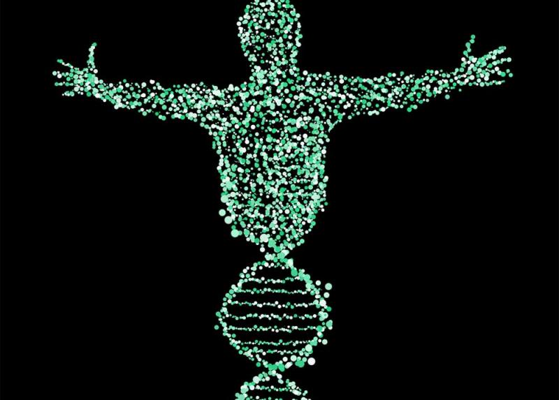 Elica del DNA con sagoma umana
