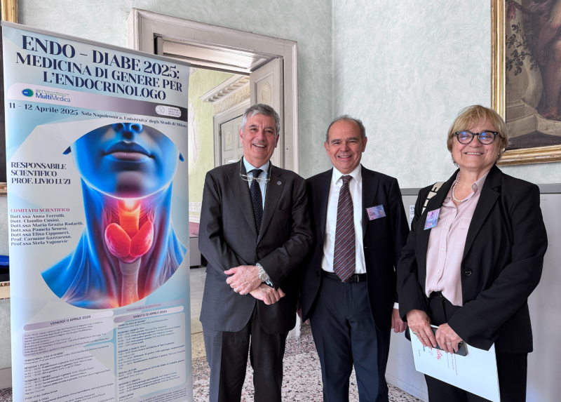 Francesco Blasi, Prorettore ai Rapporti con il Sistema Sanitario della Statale, Livo Luzi, docente di Endocrinologia della Statale, Paola Cornelia Maria Muti, Direttore scientifico di MultiMedica.