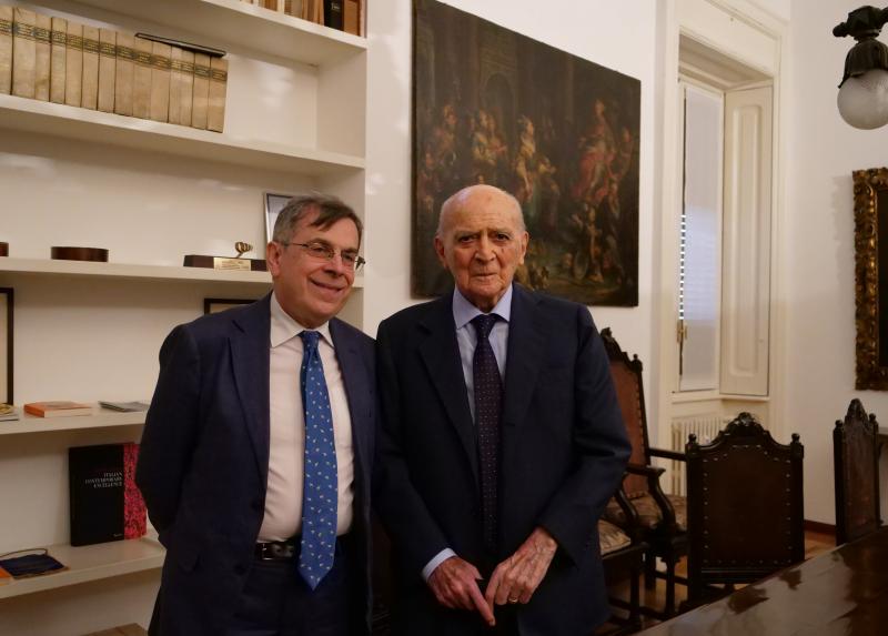 Il rettore Elio Franzini e Piero Bassetti, presidente della Fondazione Bassetti