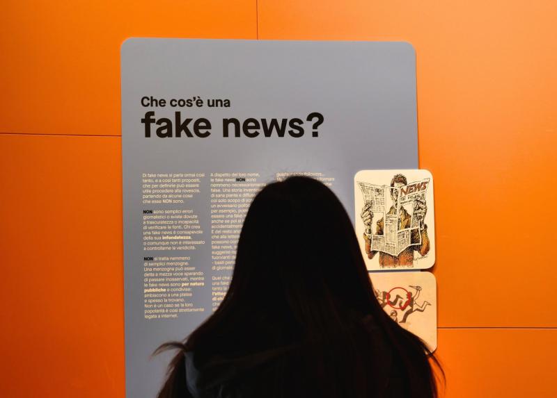 Uno dei pannelli all'ingresso della mostra