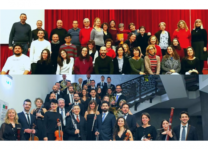 I componenti del Coro Unimi e dell'Orchestra d'Ateneo