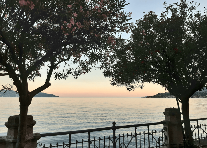 La vista sul lago di Garda da Palazzo Feltrinelli, a Gargnano (Brescia)