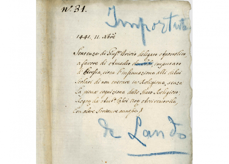 Il manoscritto rinvenuto negli Archivi dell'ASP Golgi Redaelli di Milano dove è attualmente conservato