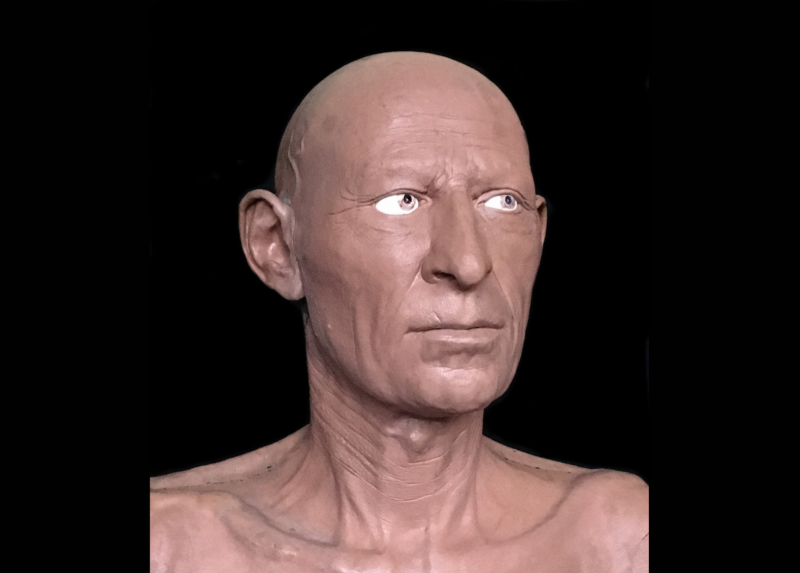 Il busto con la ricostruzione tattile facciale di Sant’Ambrogio, ottenuta sulla base delle reali fattezze del suo volto