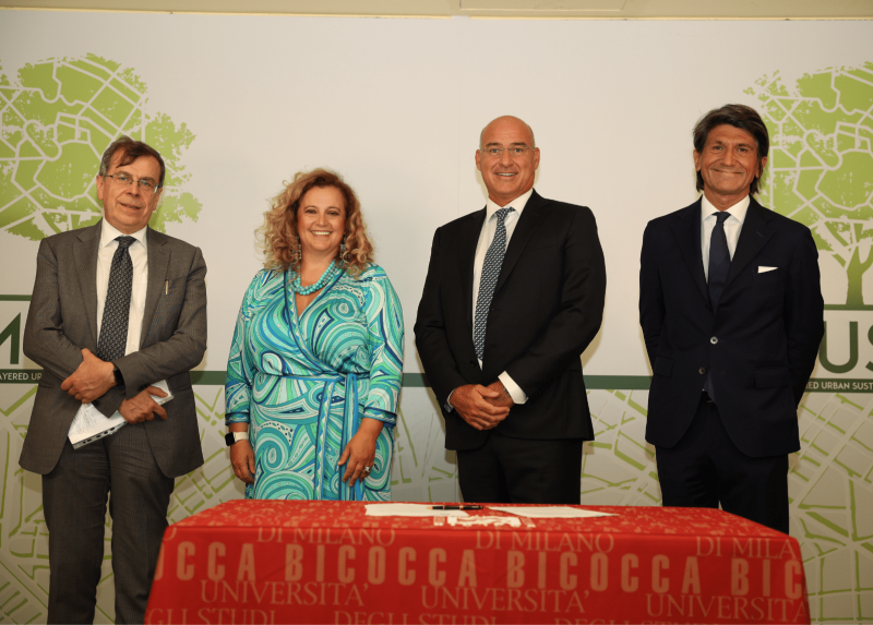 I rettori degli Atenei milanesi: Elio Franzini (Statale), Giovanna Iannantuoni (Bicocca), Ferruccio Resta (Politecnico), Gianmario Verona (Bocconi)