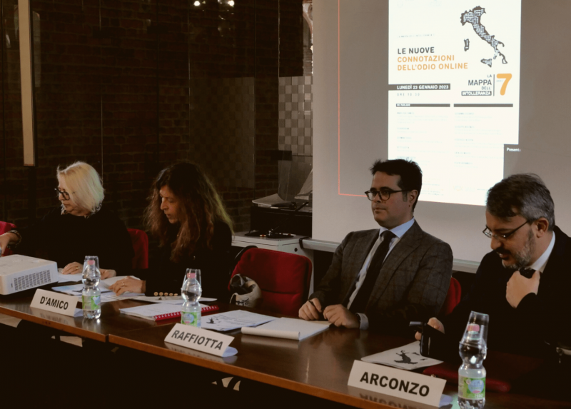 Un momento della presentazione della settima edizione della Mappa dell’Intolleranza