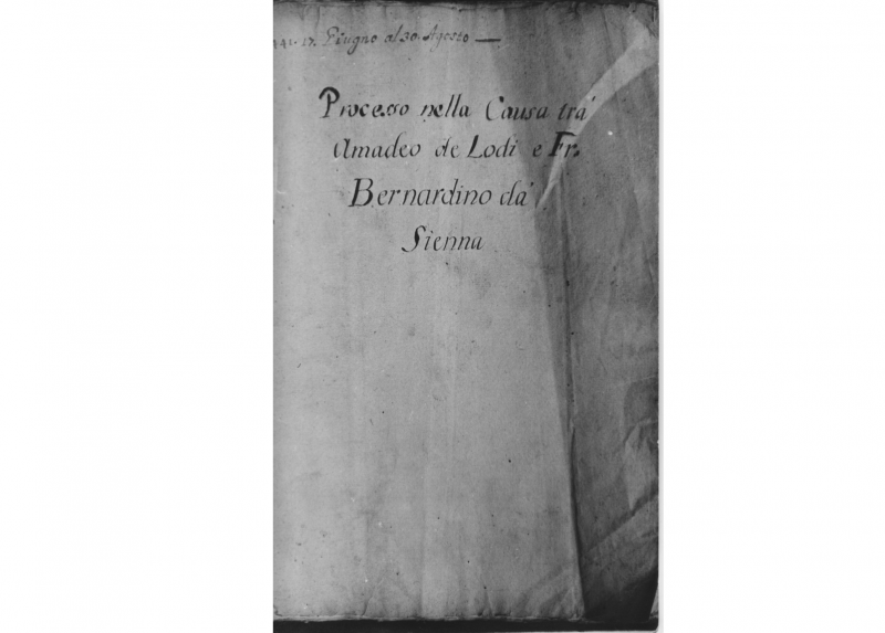 La copia fotografica del manoscritto rinvenuto presso la Biblioteca Francescana di Milano dove è attualmente conservata