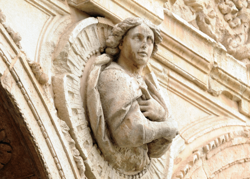 Un particolare della Ca' Granda, sede dell'Università Statale