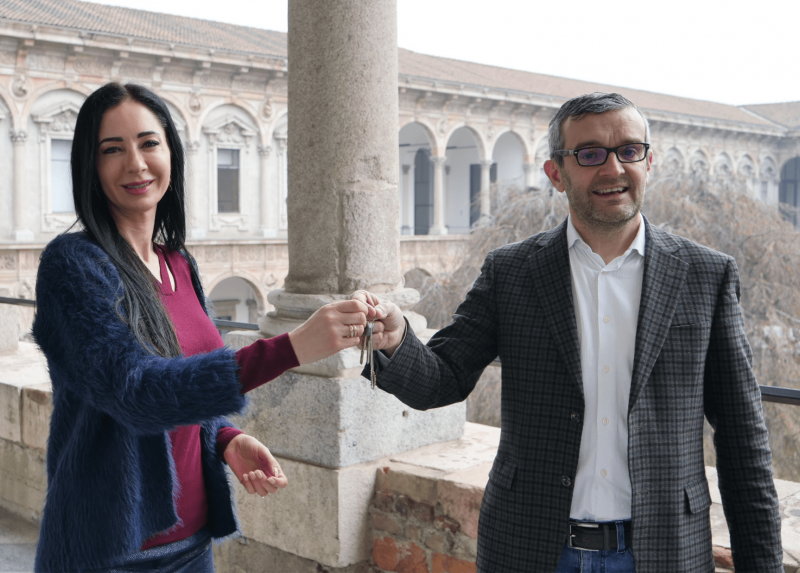La simbolica consegna delle chiavi delle residenze con la prorettrice Marina Brambilla e l’Assessore regionale Stefano Bolognini