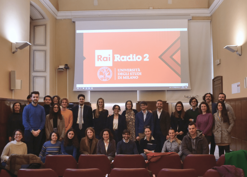 Ricercatori, ricercatrici, i docenti della Statale e conduttori e conduttrici di di Rai Radio 2 e Radio Statale coinvolti nel progetto "Le Parole del futuro"