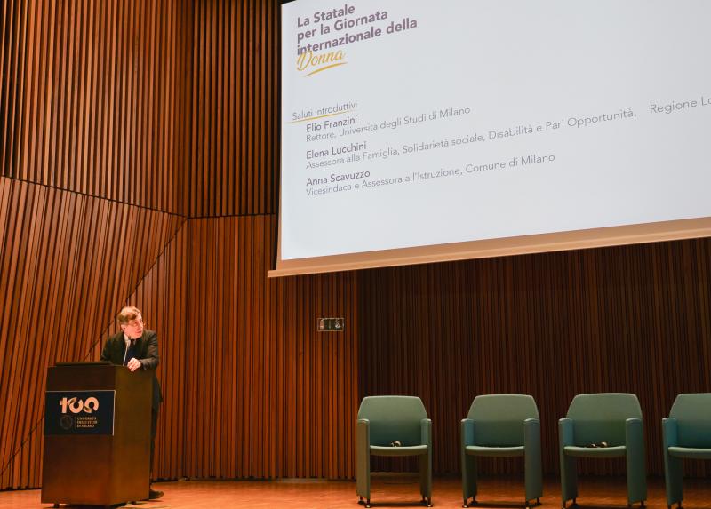 L'intervento del rettore Elio Franzini che ha aperto la Giornata internazionale della donna in Statale