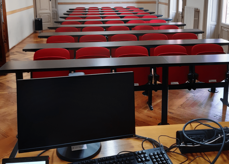 Una delle aule rinnovate a Palazzo Feltrinelli a Gargnano sul Garda