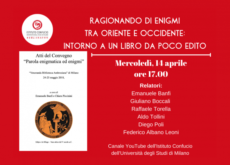 La locandina dell'incontro "Ragionando di enigmi tra Oriente e Occidente"