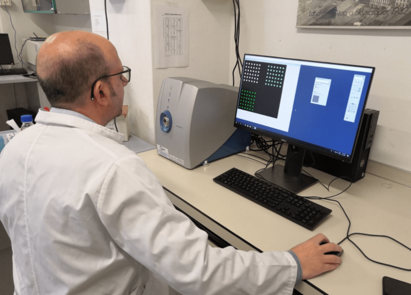 Analisi del CovidArray allo scanner a fluorescenza
