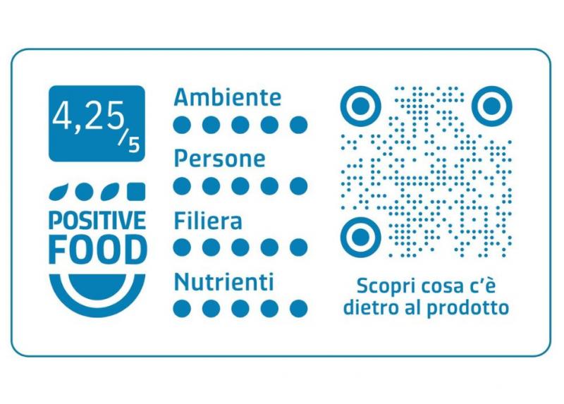 L'etichetta di Positive Food.