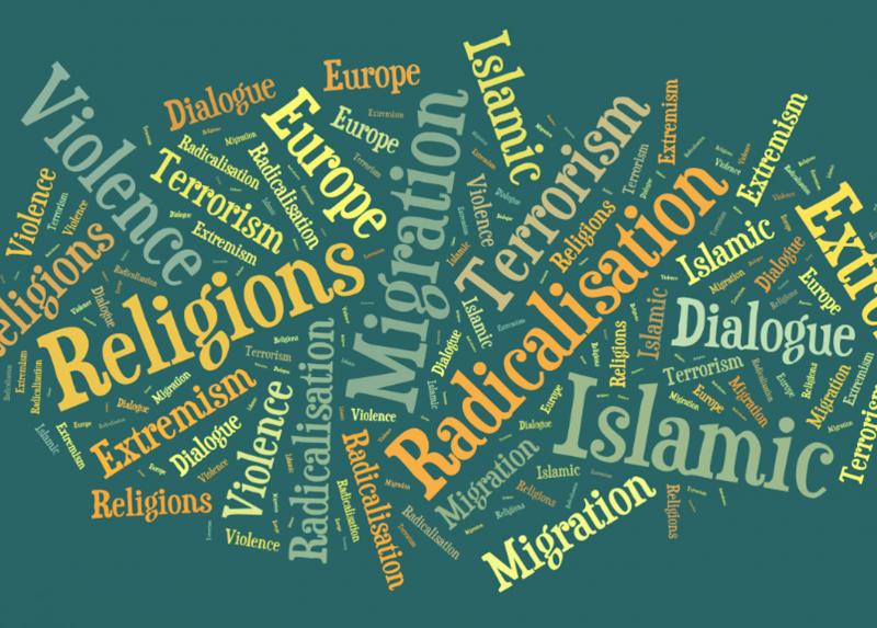 Word cloud sul tema della radicalizzazione religiosa