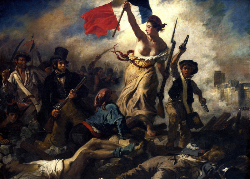 La Libertà che guida il popolo (La Liberté guidant le peuple) di Eugène Delacroix. Foto di WikiImages da Pixabay.