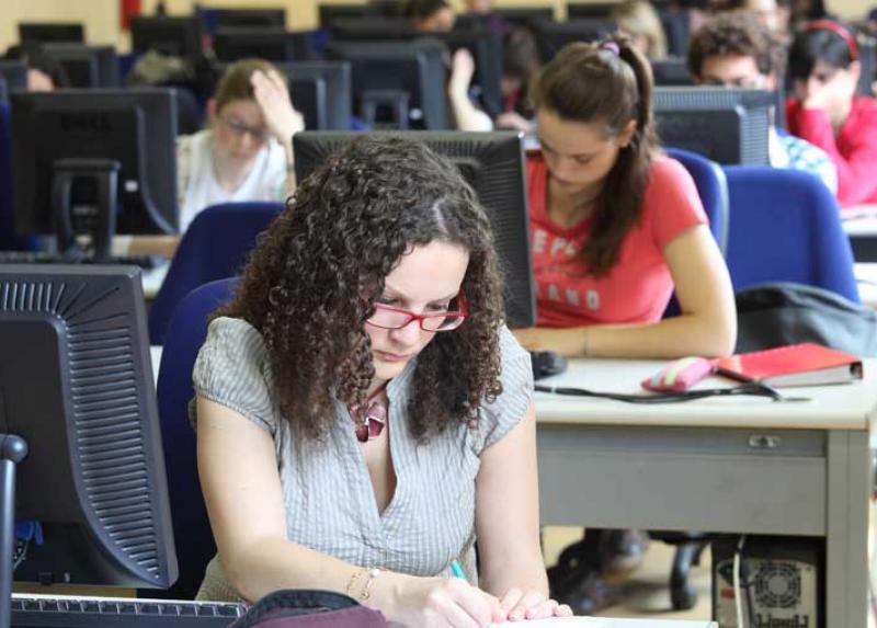 Studentessa al pc