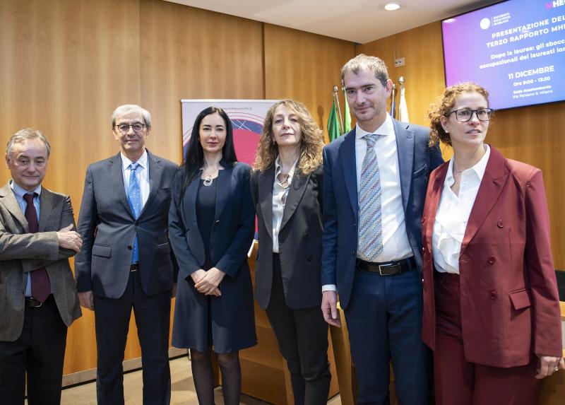 La presentazione del Rapporto con Salvatore Torrisi, Mario Mezzanzanica, Marina Brambilla, Monica Poggio, Matteo Turri, Silvia Salini