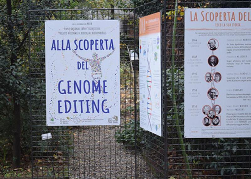 L'ingresso alla mostra "Genoma Editing" all'Orto botanico di Brera