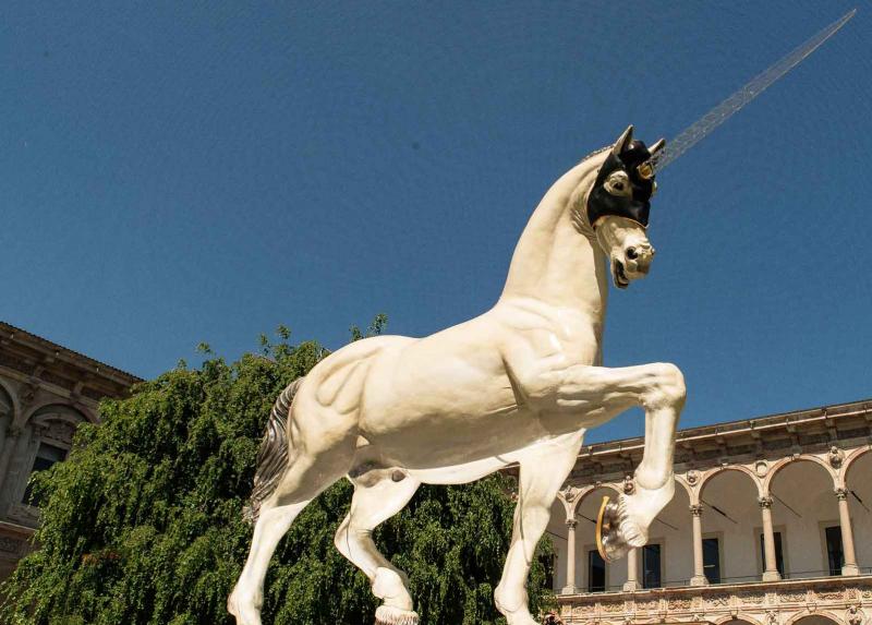 Il Cavallo Narciso nel cortile del Filarete - Foto Valentino Albini