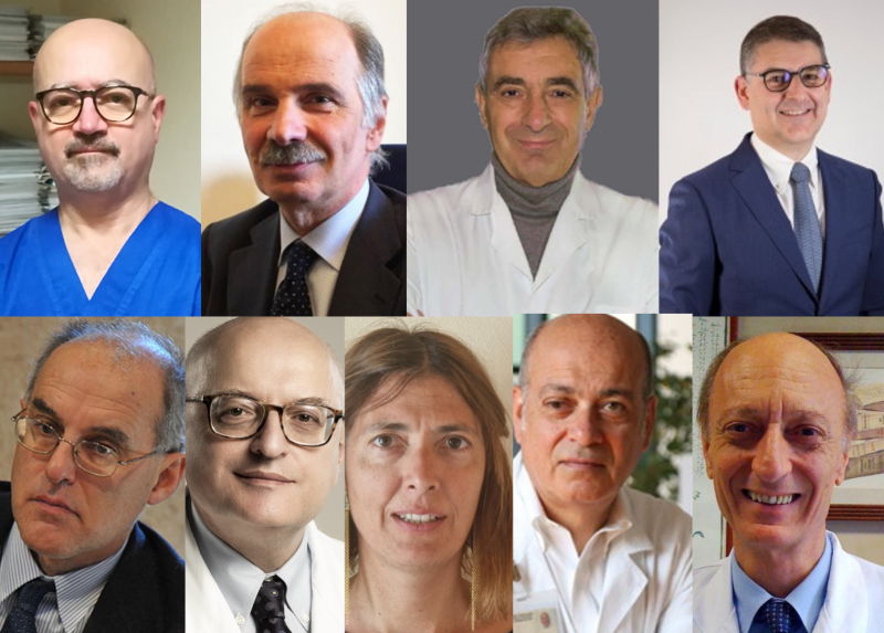 Nove docenti della Statale inseriti tra gli Higly Cited Researchers 2024 della classifica Clarivate Analytics. Da sinistra a destra: Spinello Antinori, Alberico Catapano, Massimo Colombo, Giuseppe Curigliano, Carlo La Vecchia, Vincenzo Mazzaferro, Cristina Menni, Salvatore Siena e Giuseppe Viale
