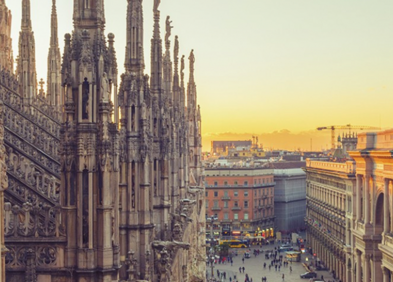 Un'immagine di Milano dalla locandina dell'evento