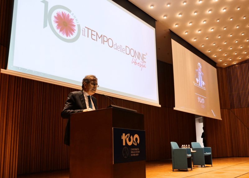  L'intervento del rettore Elio Franzini che ha aperto, nell'Aula Magna di via Festa del Perdono, la Giornata della Parità, l'evento in Statale, in occasione del Tempo delle Donne