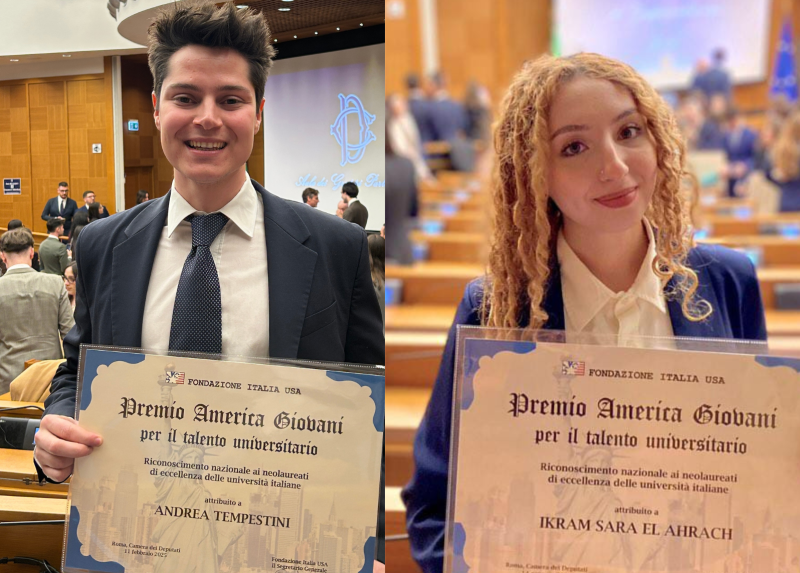 Andrea Tempestini e Ikram Sara El Ahrach premiati dalla Fondazione Italia Usa presso la Camera dei Deputati