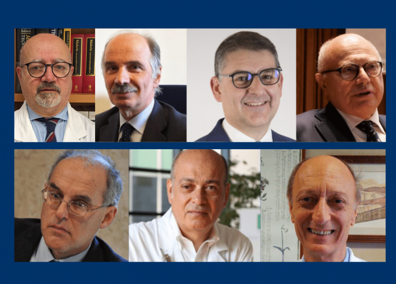 Da sinistra: Spinello Antinori, Alberico Catapano, Giuseppe Curigliano, Carlo La Vecchia, Massimo Galli, Salvatore Siena, Giuseppe Viale