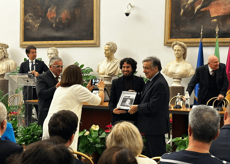 La premiazione di Paolo Intoccia all'evento in Campidoglio