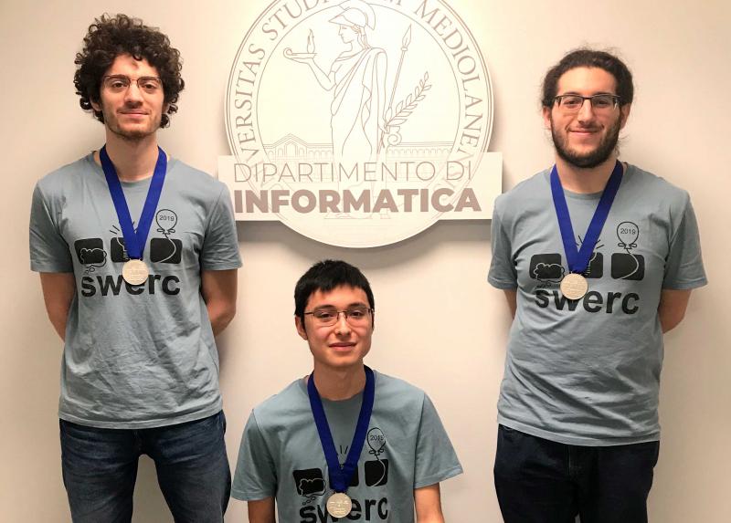 Gli studenti del team LaStataleBlue Fabrizio Brioni, Dario Ostuni e Ermanno Righini