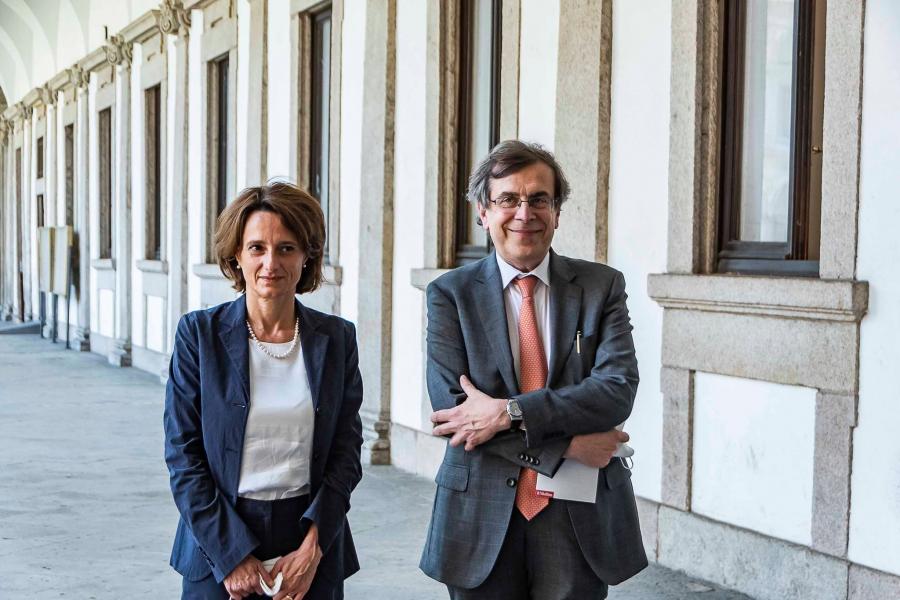 La ministra Elena Bonetti con il rettore Elio Franzini - Foto Marco Riva