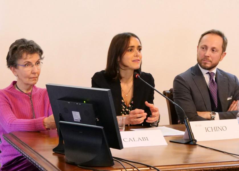 Clotilde Calabi, docente di Filosofia e Teoria dei linguaggi; Anna Ichino, ricercatrice di Filosofia teoretica;  Emmanuel Conte, assessore al Bilancio del Comune di Milano alla presentazione del Museo della Filosofia.