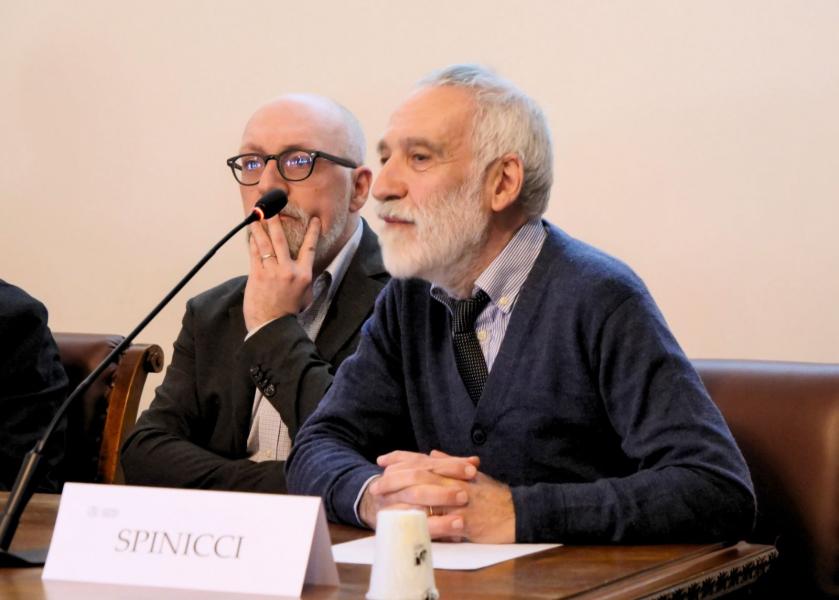 Stefano Bacin, docente di storia della Filosofia e Paolo Spinicci, docente di Filosofia teoretica alla presentazione del Museo della Filosofia.
