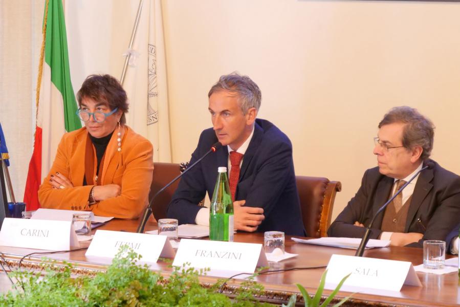 La prorettrice Marina Carini, l'assessore all'Università della Regione Lombardia Alessandro Fermi, il rettore Elio Franzini