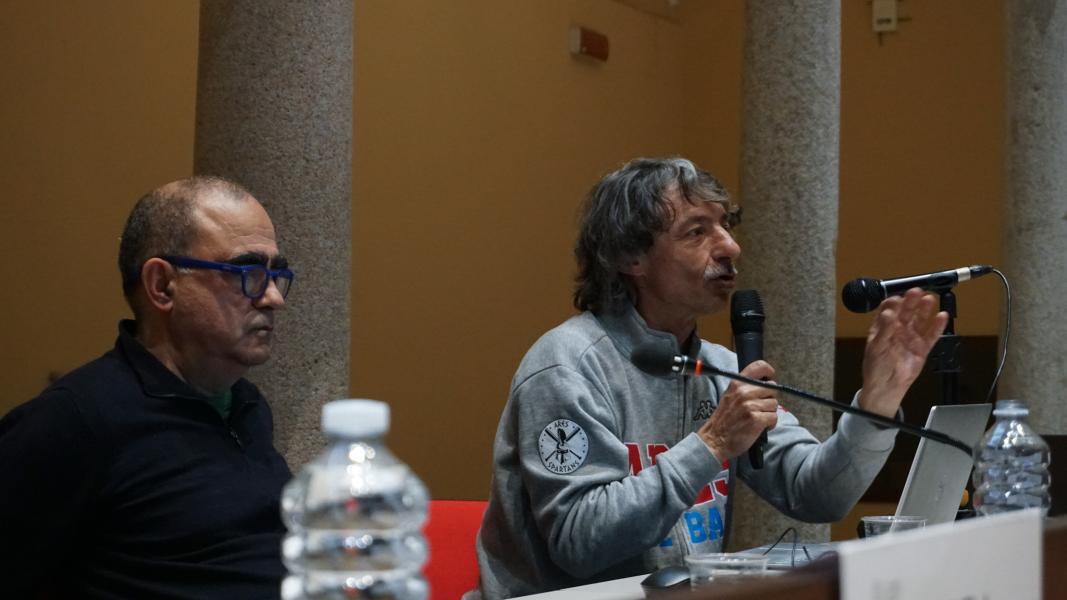 Elio e Faso, componenti di Elio e le Storie Tese, all'evento per i 50 anni di Informatica musicale