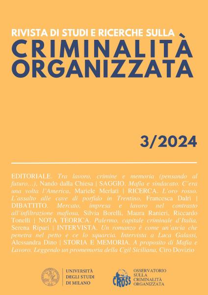 Titolo: Cross La Rivista di Studi e Ricerche sulla criminalità organizzata è dedicata agli studi sulla criminalità organizzata nazionale e internazionale e alle forme di contrasto istituzionale e civile. 