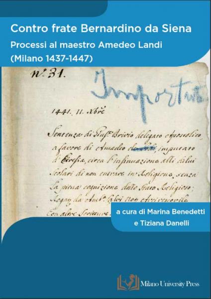 La pubblicazione Milano University Press "Contro Frate Bernardino da Siena"