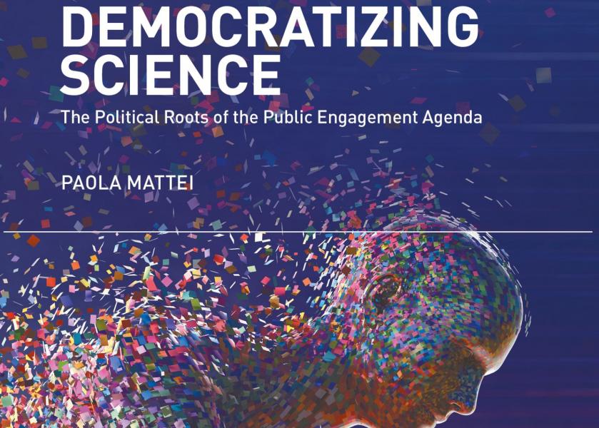 Particolare della copertina del libro "Democratizing science" di Paola Mattei.