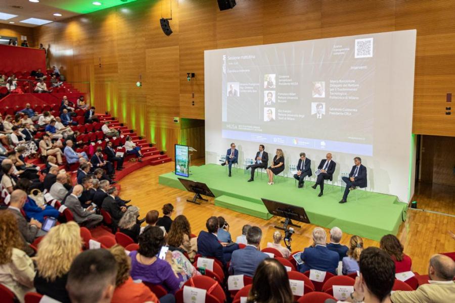 Un momento dell'incontro per il primo anno di MUSA nell'Aula Magna dell'Università di Milano Bicocca