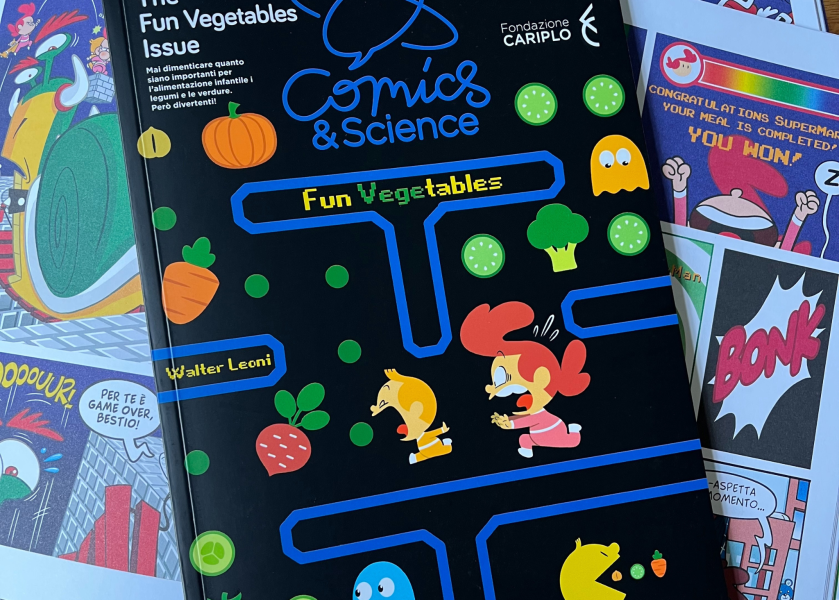Un fumetto educativo sui benefici di verdure e legumi.