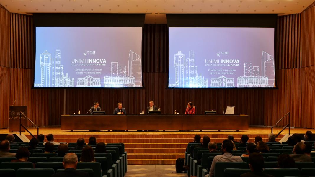 Un momento dell'incontro sul tema "Fondazione UNIMI e i programmi a supporto del sistema dell’innovazione dell’Università degli Studi di Milano e delle imprese"